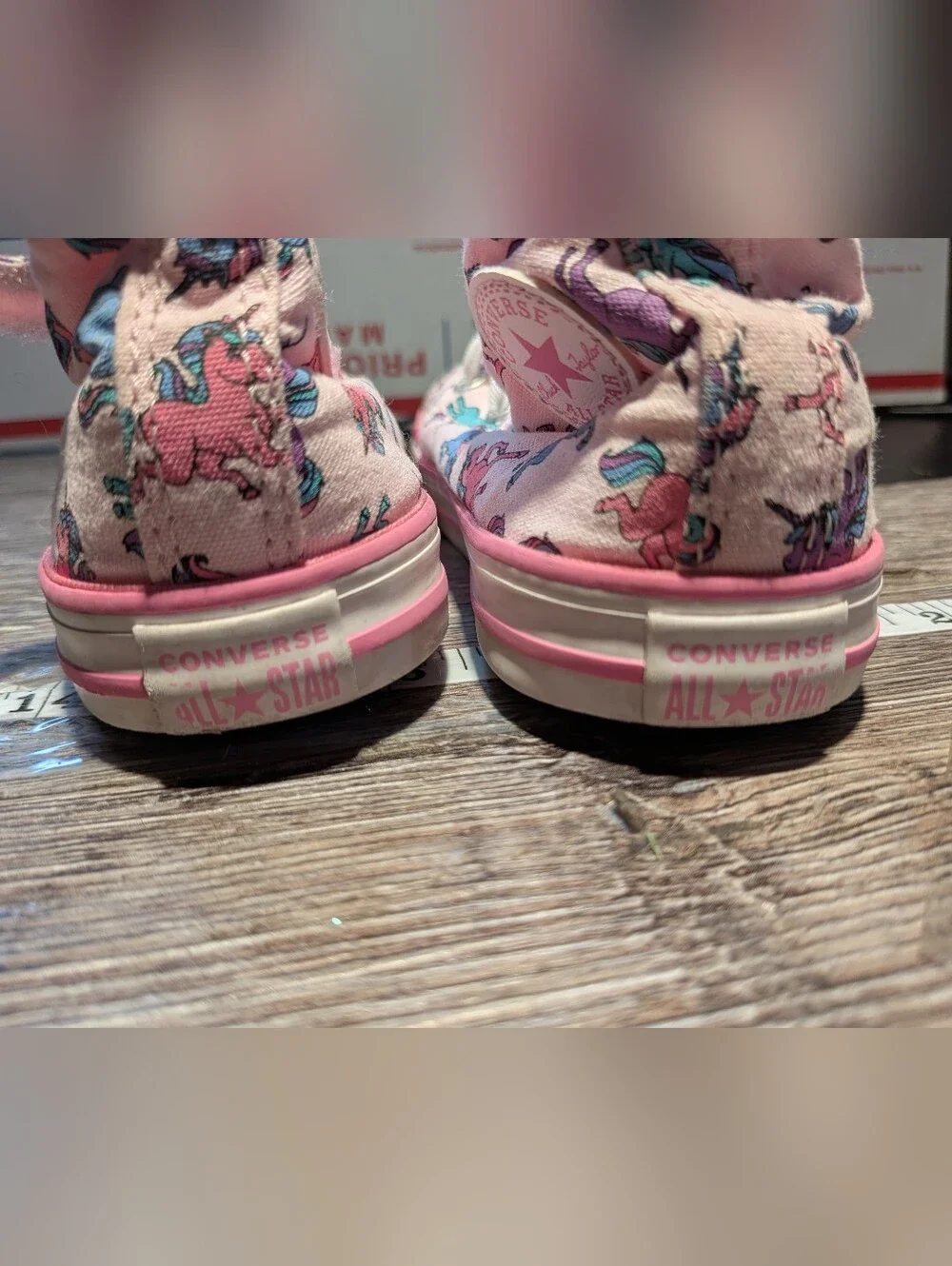 Converse Toddler High Tops Pink With Unicorns Velcro Close Size 10